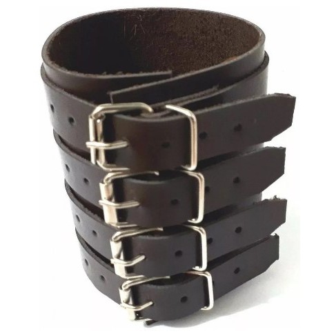 bracalete couro fivelas rock